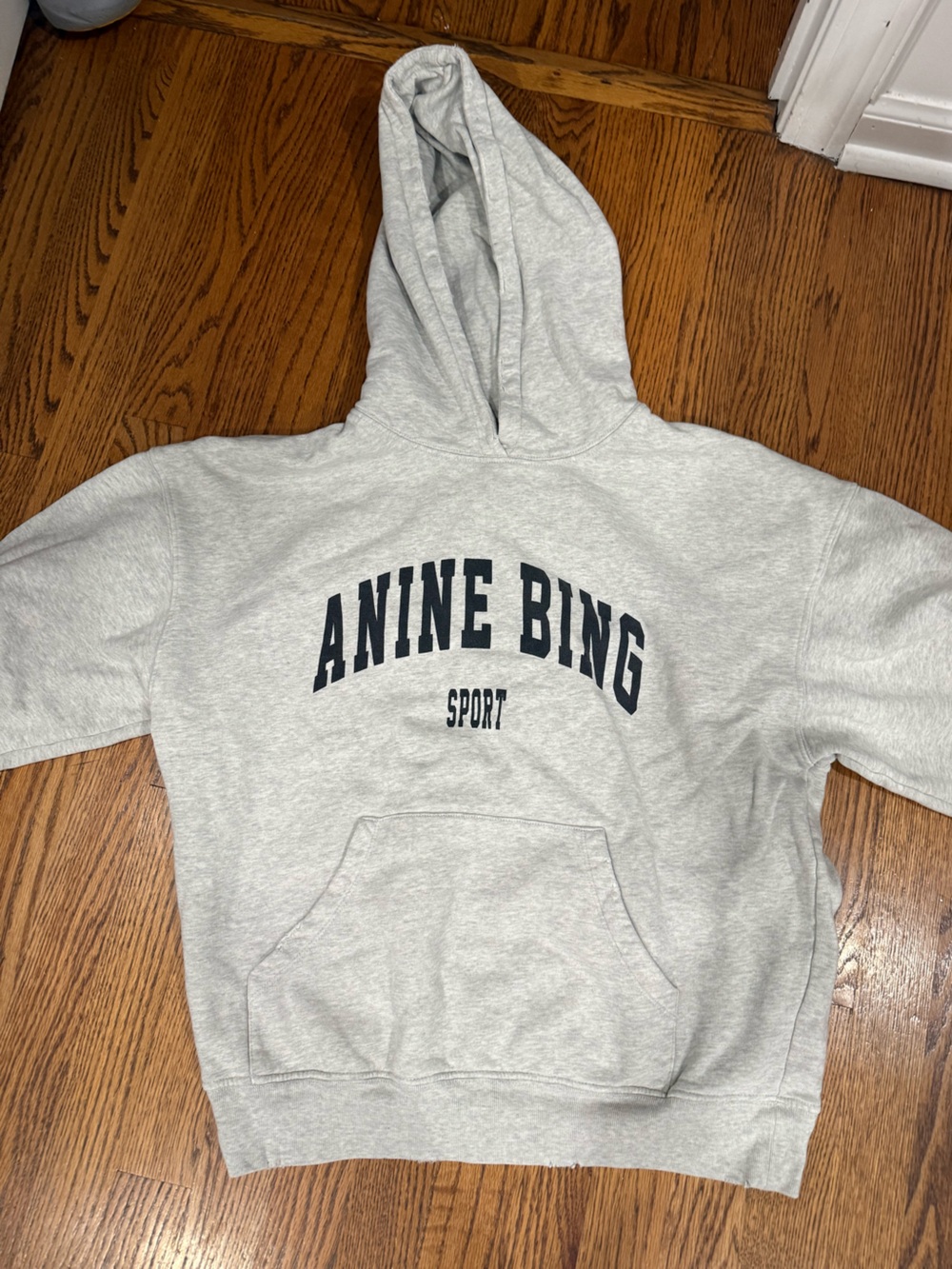 ANINE BING Sport Logo Hoodie Gray Size XS